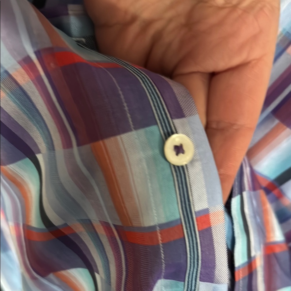 Bugatchi Multicolor Checkered Button Front Dress … - image 5